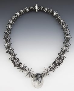 Concatenation d’etoiles Necklace by Valerie Jo Coulson. Sterling Silver, Tourmalinated Quartz